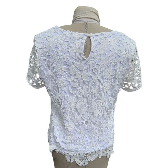 Calvin Klein Women’s Lace Top Lined Short Sleeve Sz. 14 Feminine - Picture 4 of 11